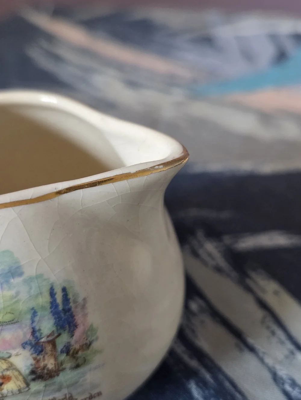 SANDLAND WARE Old World Garden English Creamer And Sugar Dish